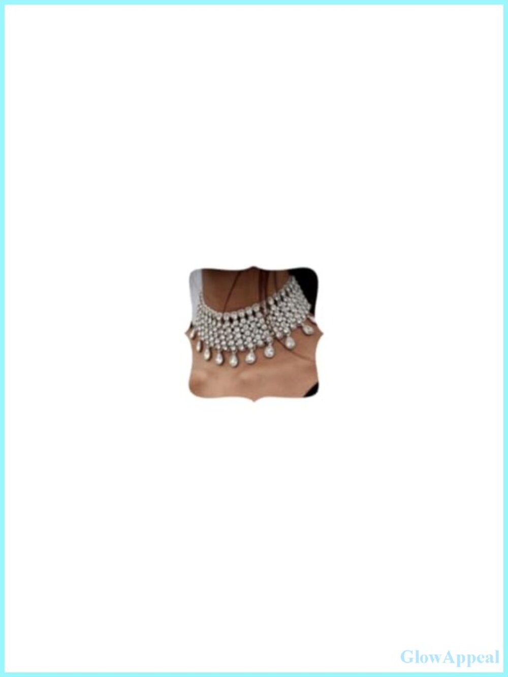 Rhinestone Tassel Layered Choker Necklace Set Adjustable Statement
